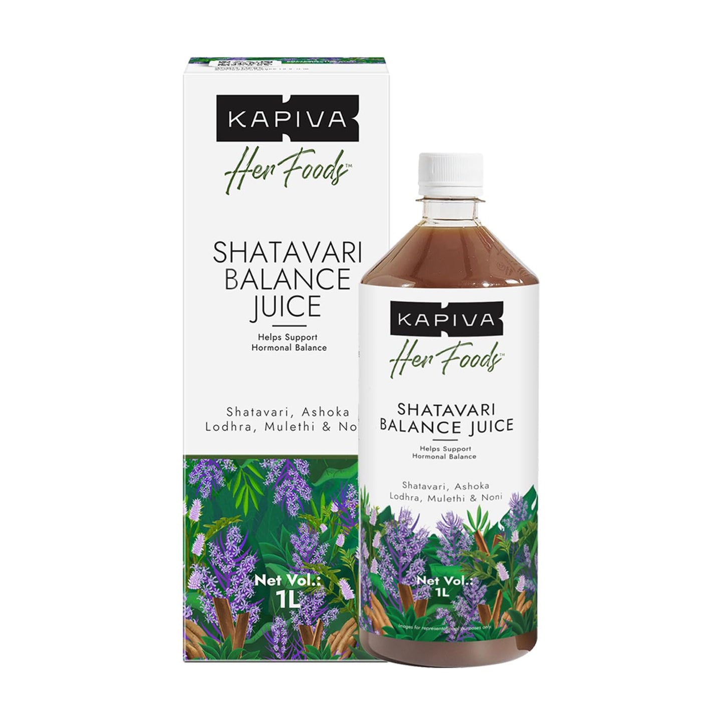 Kapiva Her Foods Shatavari Balance â€“ 1L | Supports Hormonal Balance & Healthy Cycles | 100% Ayurvedic, Natural & Non-Hormonal Womenâ€™s Wellness Drink | Her Care Juice