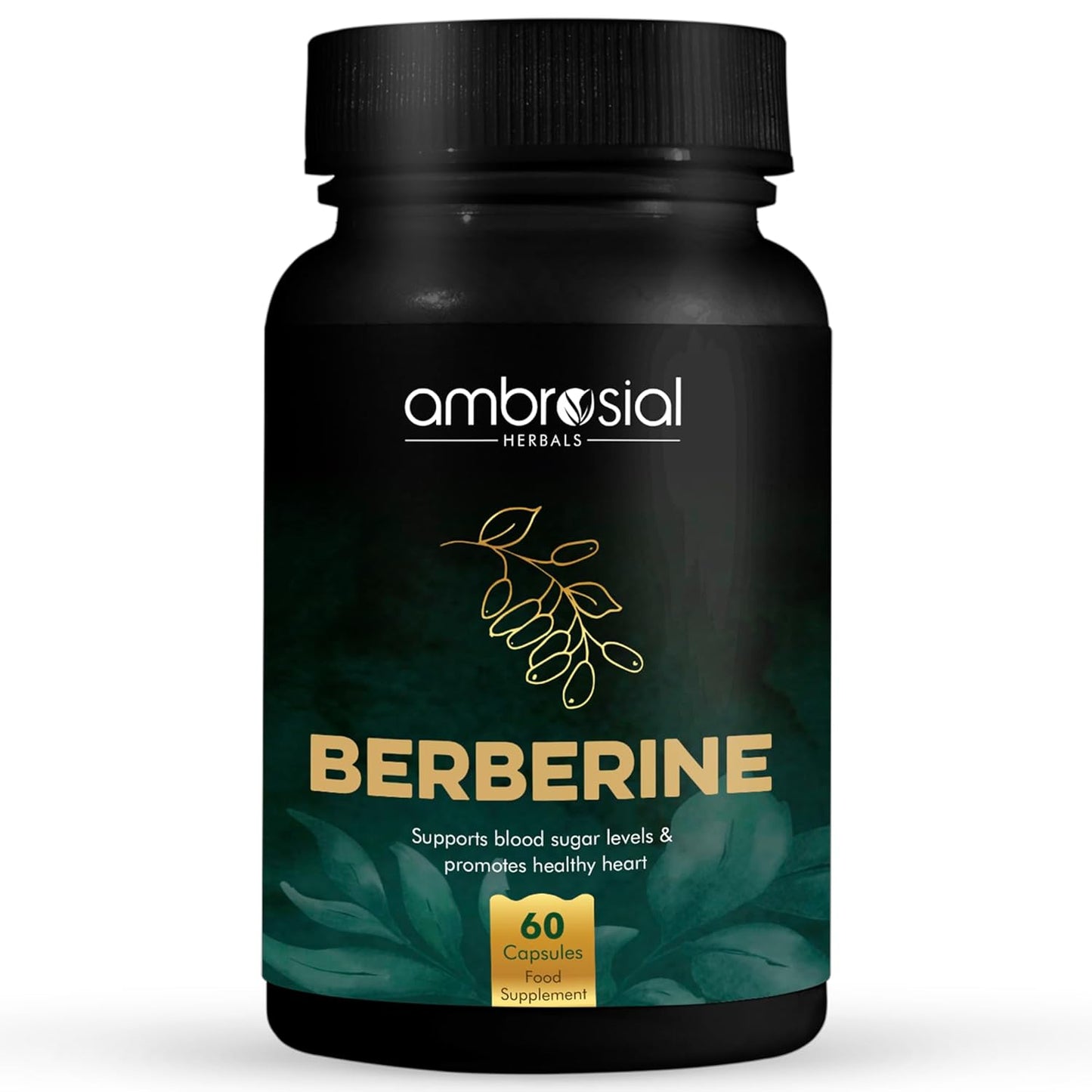 Ambrosial Berberine HCL 500mg EACH capsule |High Strength Berberine Supplements to Manage Diabetes and Blood Sugar Levels | Premium Herbal Diabetes Care Tablets (Pack of 1-60 Capsules)