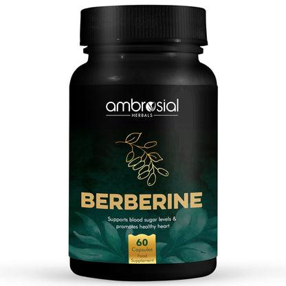 Ambrosial Berberine HCL 500mg EACH capsule |High Strength Berberine Supplements to Manage Diabetes and Blood Sugar Levels | Premium Herbal Diabetes Care Tablets (Pack of 1-60 Capsules)