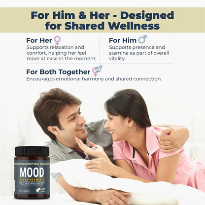 Cureveda Mood Mints for Him & Her | Herbal Mint Tablets for Mood Balance, Energy & Daily Wellness | Horny Goat Weed & Maca | Minty Fresh | Fast-Dissolving Tablets | 30 Mints