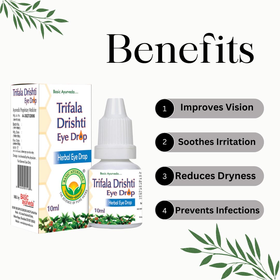 Basic Ayurveda Triphala Drishti Eye Drop â€“ 10ml | Natural Ayurvedic Herbal Eye Care Drops with Triphala & Honey | Cooling, Refreshing & Gentle Support for Healthy Eyes & Daily Eye Wellness