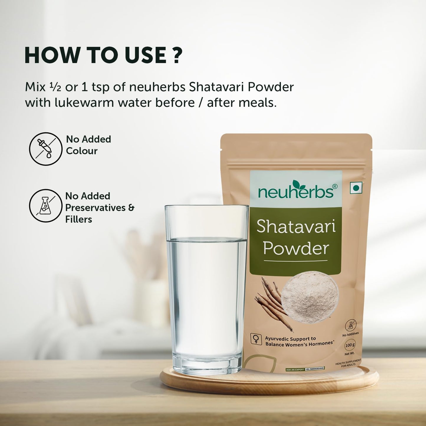 Neuherbs Shatavari Powder | Ayurvedic Support To Balance Women's Hormones | Herbal Supplement | Good For Healthy Digestion & Reproductive System - 100g