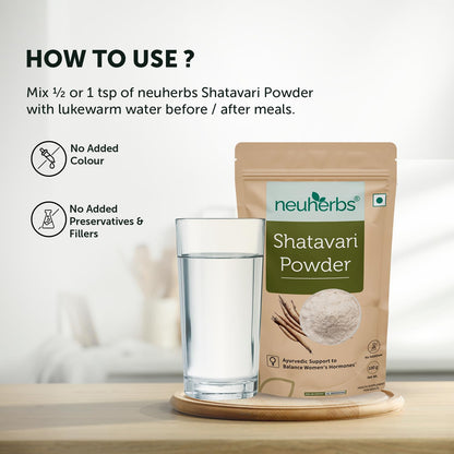 Neuherbs Shatavari Powder | Ayurvedic Support To Balance Women's Hormones | Herbal Supplement | Good For Healthy Digestion & Reproductive System - 100g