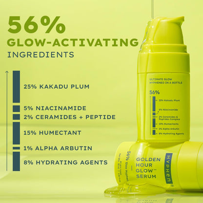 Hyphen 5% Niacinamide, 1% Alpha Arbutin & 25% Kakadu Plum Brightening Face Serum | 20X Vitamin C for Glowing Summer Skin | Hydrating Serum for Dark Spots, Pigmentation & Dryness | All Skin Types