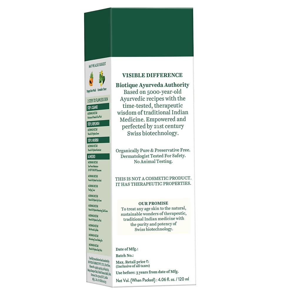 Biotique Morning Nectar Flawless Skin Moisturizer l Prevents Dark spots, Blackheads and Blemishes l Visibly Flawless Skin l Nourishes and Hydrates Skin l All Skin Types l 120ml