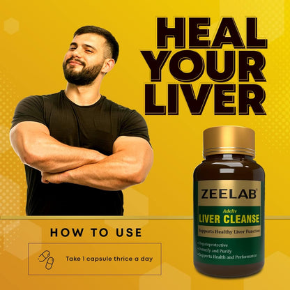 Zeelab Adeliv Liver Cleanse Capsules | Ayurvedic Medicine for Liver Detox and Cleansing (100 Capsules)