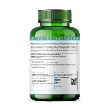 Simply Herbal Natural Biotin Vitamin B7 Capsules for Hair & Skin Enriched With Keratin + Multivitamin + Amino For Men Women (90 Capsules)