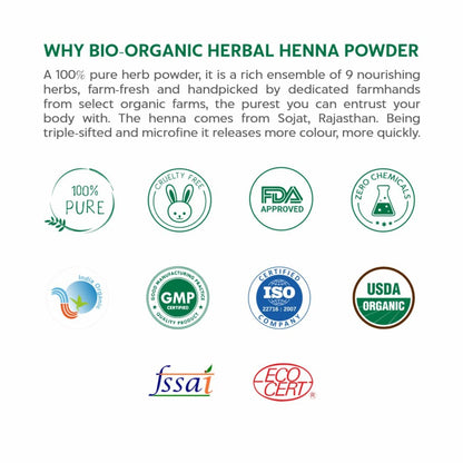 INDUS VALLEY Bio Organic Herbal Henna Powder (200g + 50g=250g) - Green