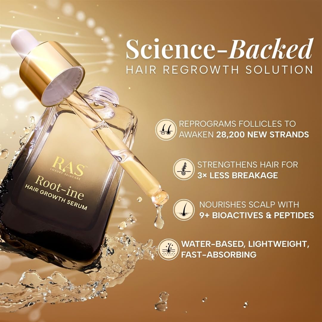 RAS Root-ineâ„¢ Hair Growth Serum with 19.5% Scalp Actives | Redensyl & Anagain | Promotes Hair Growth, Stimulates Hair Follicles & Regrowth | Controls Hair Fall & Increases Hair Density | Hair Growth Serum for Women & Men