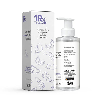 Zeelab 1RX Light Liquid Paraffin Emollient Lotion 200ml | Lanolin-Free Moisturising Lotion for Dry & Sensitive Skin | Daily Hydration & Skin Barrier Support | Body Moisturiser for Adults & Children