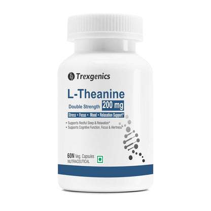 Trexgenics L-THEANINE 200 mg, Double strength Stress, Focus, Mood, Relaxation Support (60 Veg Capsules)