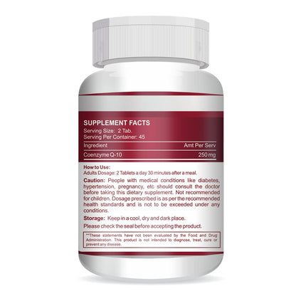 Vokin Biotech 100% Natural Coenzyme Q-10 Extract 250MG For Heart Health and Energy Metabolism (90 Tablets)