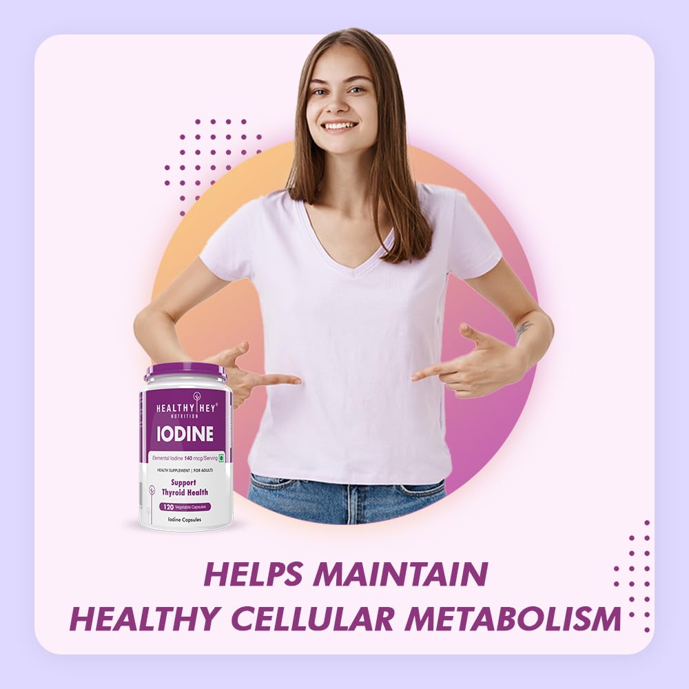 HealthyHey Nutrition Iodine | Supplement to Support The Thyroid and Maintain Healthy Cellular Metabolism* | 120 Veg Capsules