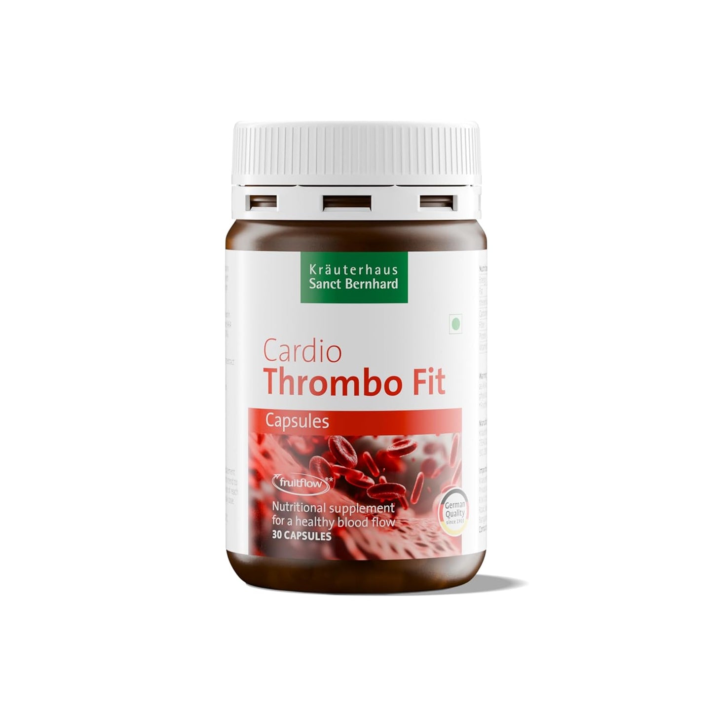 KrÃ¤uterhaus Sanct Bernhard Cardio Thrombo Fit Capsules | Heart & Blood Flow Support | Natural Formula for Healthy Cholesterol & BP | With Vitamin K2, Magnesium & Antioxidants | Vegan | 30 Capsules