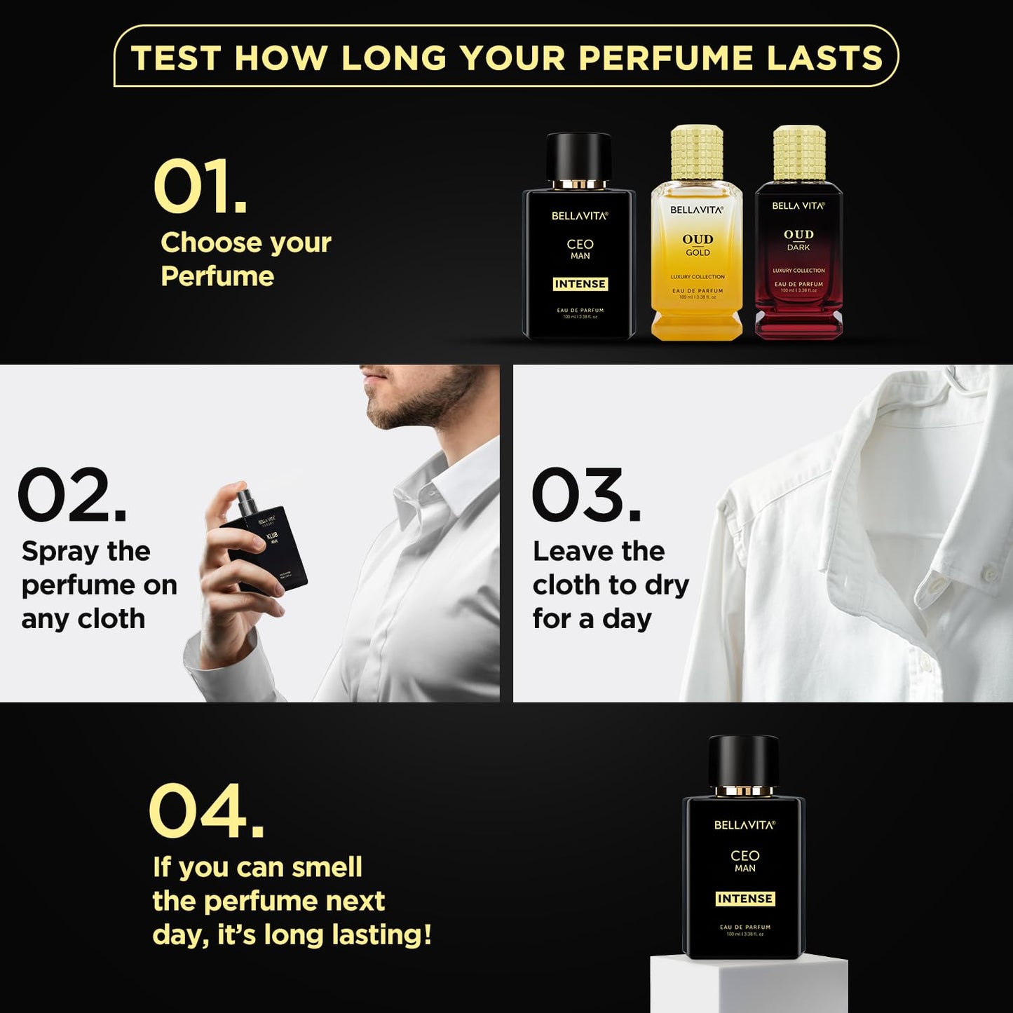 Bella Vita Luxury CEO Men Intense Long Lasting Perfume for Man | EDP 100ml | Bergamot, Lavender & Orchid | Citrus, Woody and Musky Premium Fragrance Scent