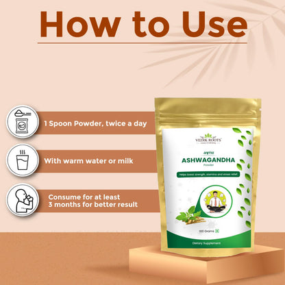 Ashwagandha Powder/Churn - A Stress Relief Elixir For An Active Lifestyle | Enriched With 100% Natural Ashwagandha Extracts(100 GM) (Pack of 1)