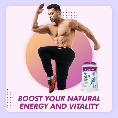 HealthyHey Nutrition MultiVitamin for Men - Multi-Vit Daily - 13 Vitamins & 12 Minerals - 90 Vegetable Capsules
