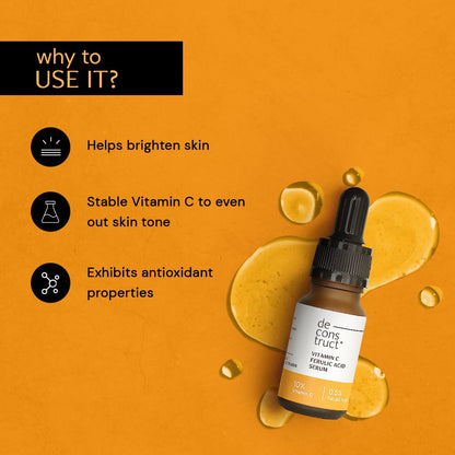 Deconstruct 10% Non-irritating Vitamin C Face Serum For Glowing Skin | Highly Stable Vitamin C Face Serum For Women and Men | Beginner Friendly | 10 ml
