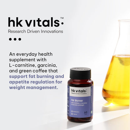 HealthKart hk vitals Fat Burner (60 Tablets) | With L-Carnitine, Garcinia Cambogia, & Caffeine | Supports Weight Management & Fuels Metabolism
