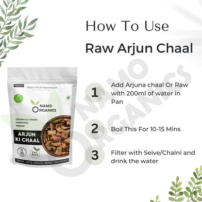 Namo Organics - Arjun ki Chaal â€“ 400g Arjuna Bark â€“ To Support Heart Health & Promote Good Cholesterol | Ayurvedic Heart Health Support | Natural, Sun-Dried, Unprocessed |