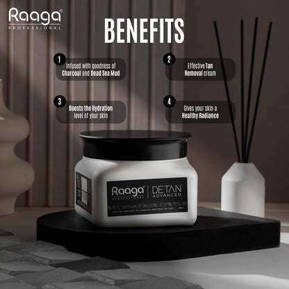 Raaga Professional Detan Advanced Cream, Suitable for All Type of Skin (Black, 500 g)