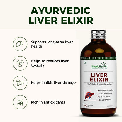 Simply Herbal Super Liver Elixir, Milk Thistle, Chicory, Dandelion | Healthy & Strong Liver, Boost Metabolsim & Improves Digestion (Pack of 1) 200ml each
