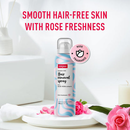 Sirona Hair Removal Spray Foam with Aloe Vera Extracts and Rose Fragrance 200 ml (Pack of 1) | For Legs, Arms & Underarms | Removes Hair in 10 Minutes | Parabens Free | Dermatologically Tested