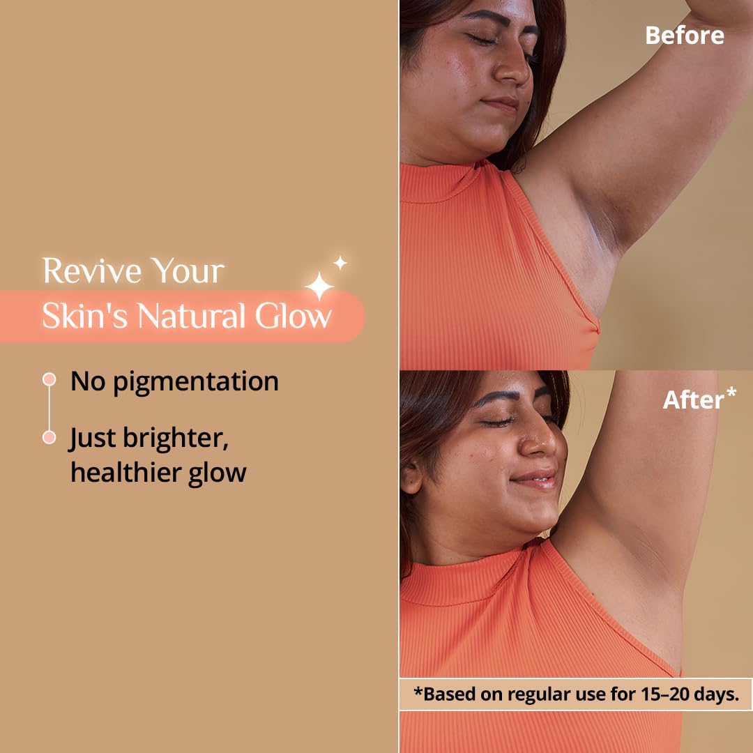 Carmesi Glow Revive Underarm Roll On Deodorant for Women | Brightens Skin, Reduces Pigmentation, Controls Odour | Rice Water, Vitamin E, 2% w/w Salicylic Acid & AHAs | 90% Natural | No Alcohol & Aluminium | 50 ml