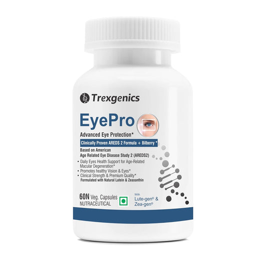 Trexgenics EyePro AREDS-2 Advanced Eye Protection formula with Researched Eye Ingredients Lutein,Zeaxanthin, Zinc, Copper & Bilberry(60 Veg. Capsules)