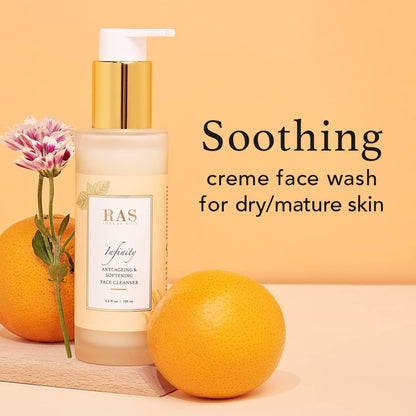RAS Luxury Oils Infinity Anti Ageing CrÃ¨me Face Cleanser | Face wash With Calendula, Shea Butter & Red Algae | Soothes Skin, Locks In Moisture, Makes Skin Plump & Supple | Intensely Nourishes