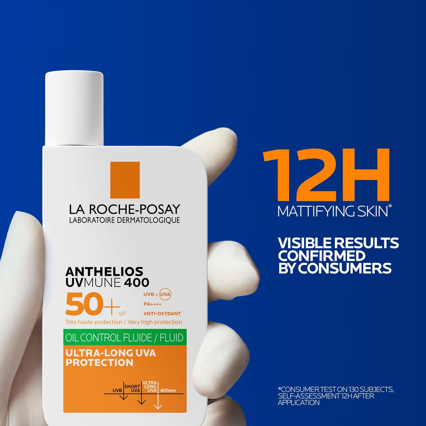 La Roche-Posay Anthelios UVMUNE400 Oil Control Invisible Fluid SPF50+ PA++++ Broad Spectrum UV Protection, Ultra-Lightweight, Mattifying, Non-perfumed Sunscreen for Oily & Acne-Prone Skin, 50ml
