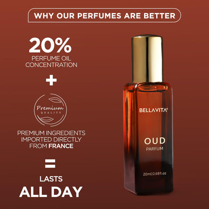 Bella Vita Luxury OUD PARFUM Intense Unisex Perfume for Men & Women with Carnation,Vanilla,Cedarwood|Woody,Oriental Long Lasting Fragrance Scent, 20Ml