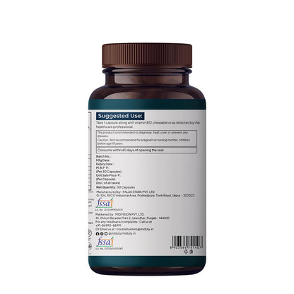 Miduty by Palak Notes Nerve Pain Relief Nerve Damage for Nerve Blocks, Acetyl L-Carnitine, R-Lipoic Acid, Horse Chestnut, Combats Sciatica Pain & Tingling Sensation, Nerve Pain Relief Pack - 30 Caps