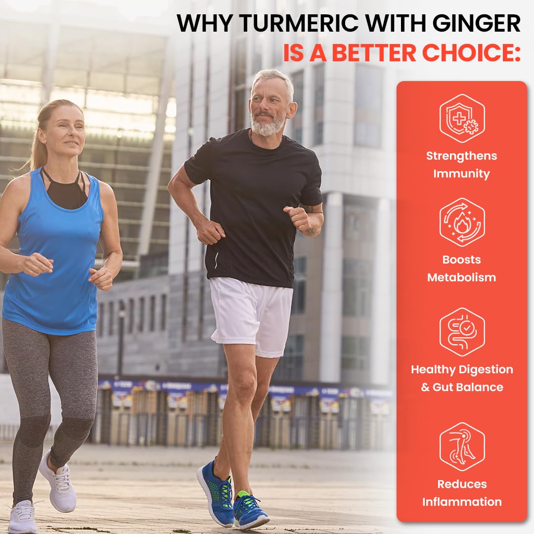 NATURYZ Turmeric + Ginger Gummies â€“ Lung detox Supplement with 95% Curcumin & Piperine | Powerful Joint, Immunity, Respiratory & Inflammation Support | High Absorption Formula with Curcuma Longa Extract | Vegan, Non-GMO, 50 Gummies (Mix Fruit Flavour)