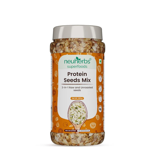Neuherbs 3-in-1 Raw & Unroasted Protein Seeds Mix 200gm | Diet Snacks | Super Seeds Mix For Eating | Healthy Food For Weight Management