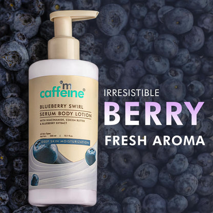 mcaffeine Blueberry Swirl Serum Body Lotion For Women And Men | Dry Skin | Lightweight Moisturizer, Non-Greasy & Non-Sticky | Body Lotion For Winter | Soft & Smooth Lotion For All Skin - 300Ml
