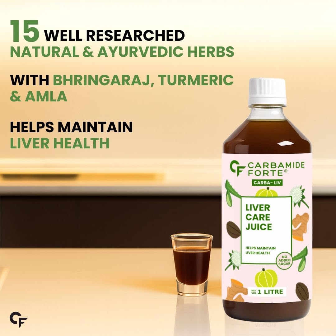 Carbamide Forte Ayurvedic Liver Care Juice - 1L | Herbal Liver Detox Supplement | Antioxidant-Rich Formula with 15 Ayurvedic Herbs | No Added Sugar & Artificial Colour