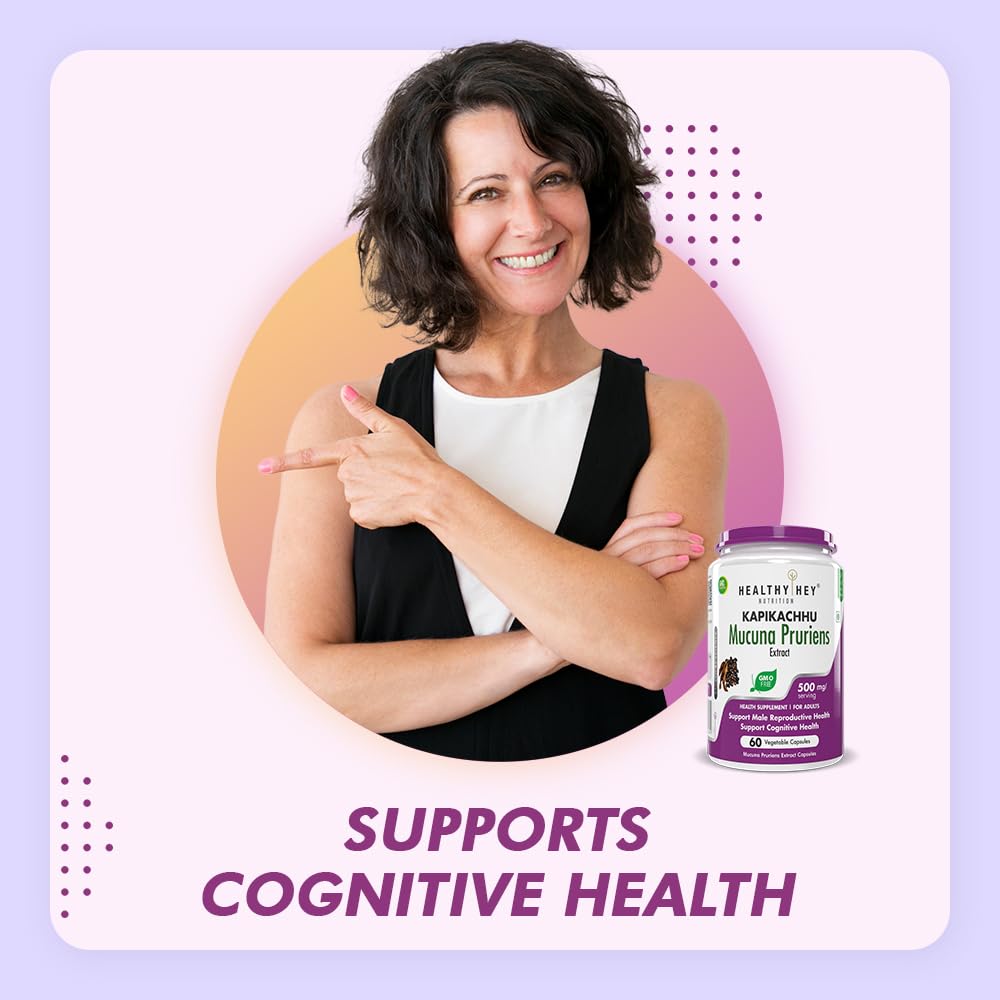 HealthyHey Nutrition Mucuna Pruriens Extract - For Mood and Motivation Support (60 Veg. Capsules)