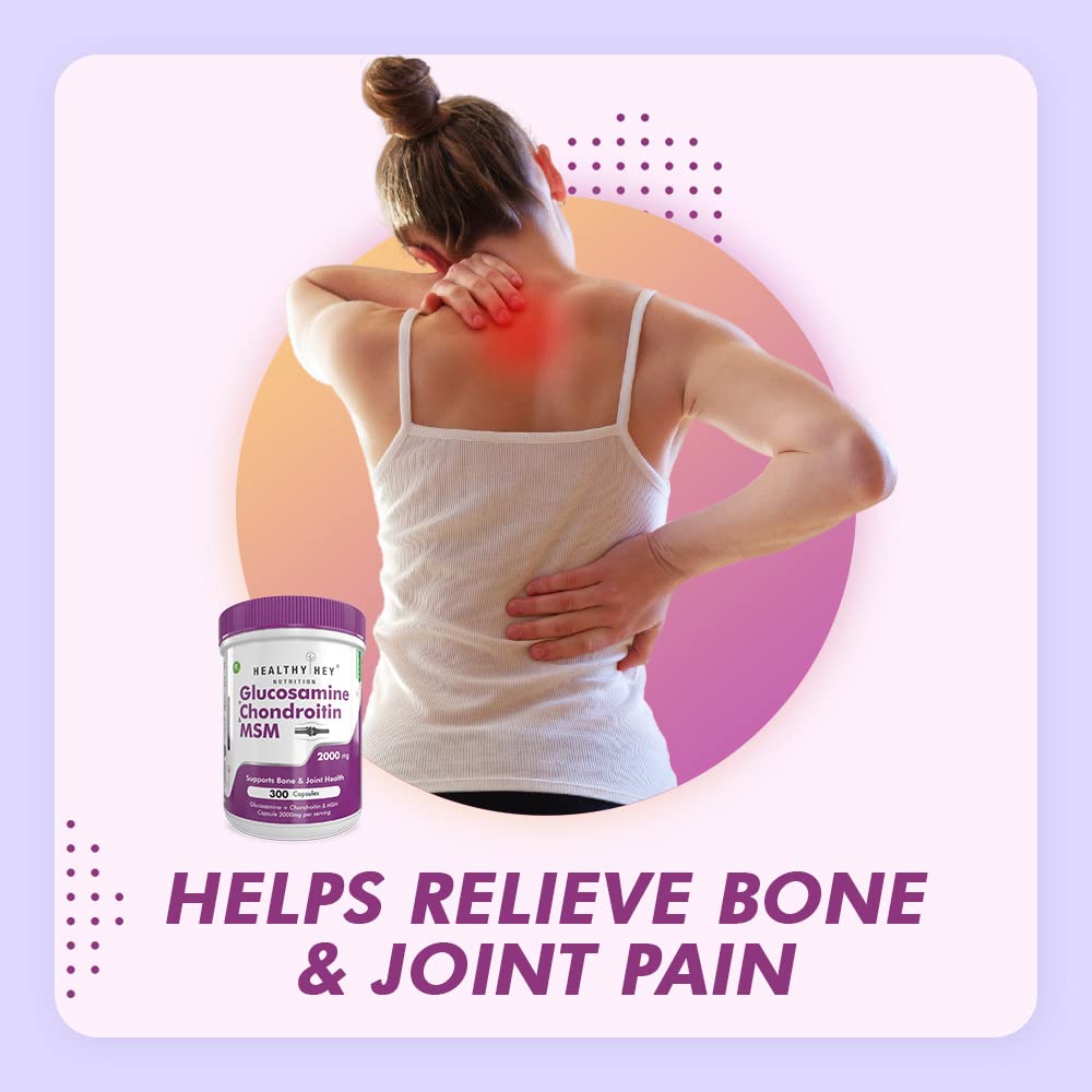 HealthyHey Nutrition Double Strength Glucosamine Chondroitin and MSM for Cartilage; Joint and Bone 300 Capsules