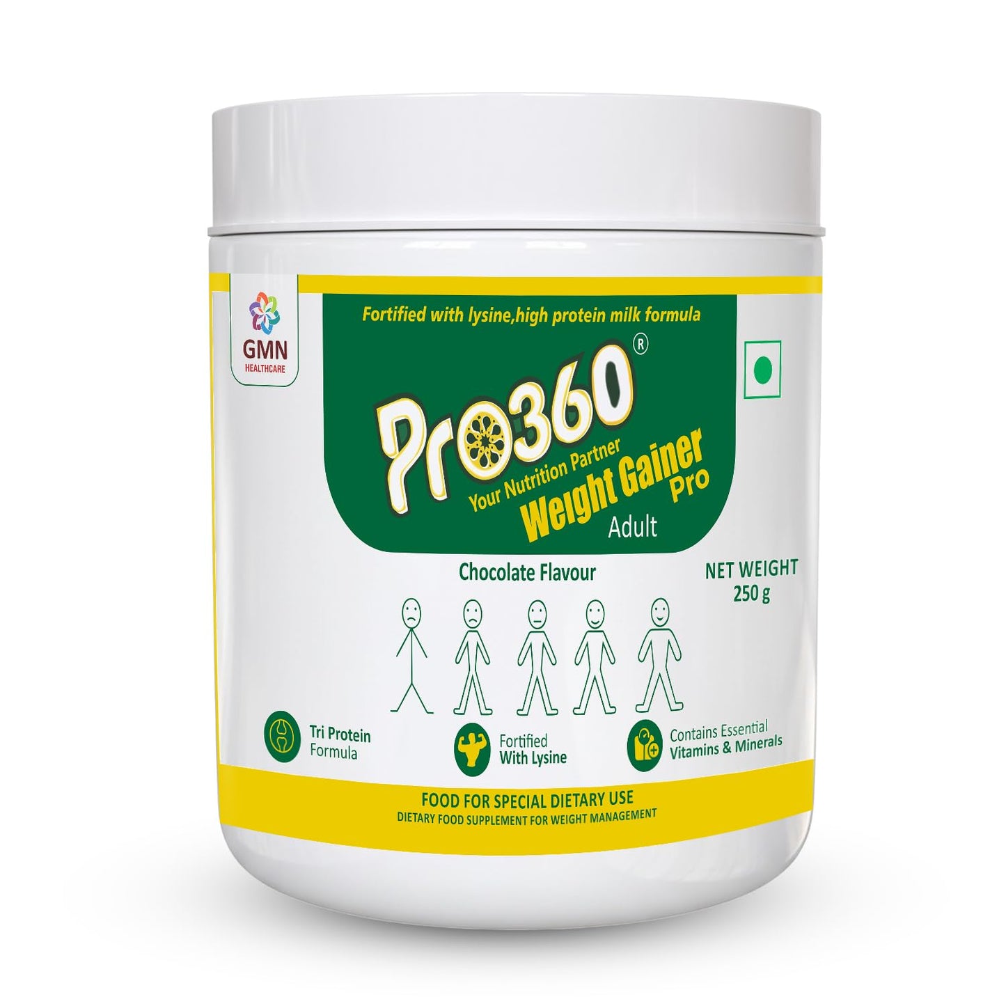 Pro360 WeightGainer Pro High Protein and Carbohydrates Powder â€“ Calorie Rich Complete Nutritional Supplement â€“ Triple Protein Formula with Vital Nutrients for Men, Women â€“ Chocolate Flavour â€“ 250g