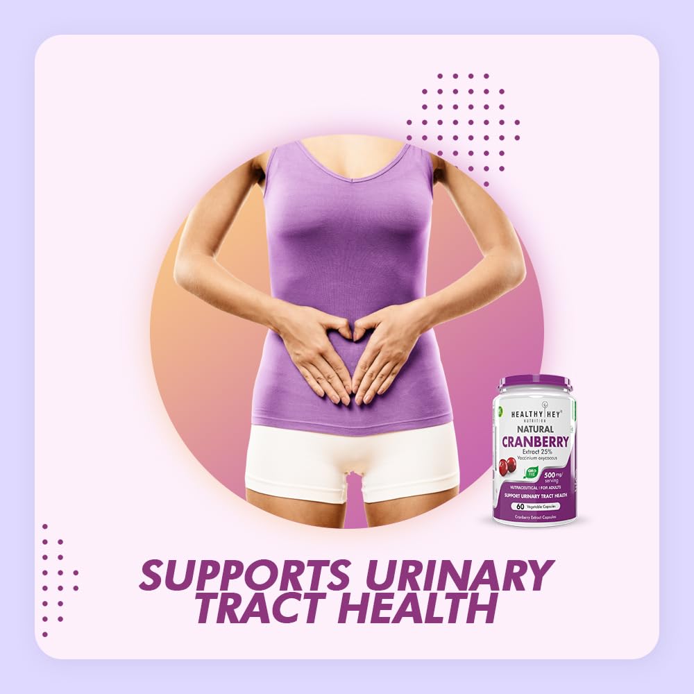 HealthyHey Nutrition Cranberry Extract - Urinary Tract Health - 60 Veg Capsules