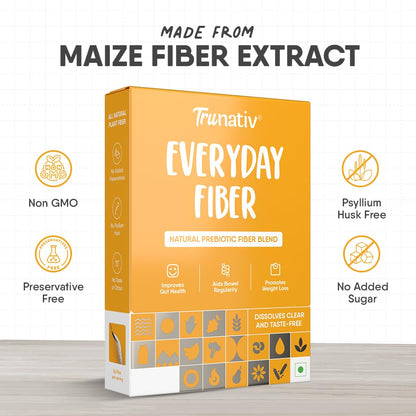 Trunativ Everyday Fiber Supplement Powder | Instant Acidity Relief & Bloating Relief | Prebiotic Fibre Supplement | Psyllium Husk Replacer & Isabgol Replacer | Gluten Free | Unflavored 100g (Pack of 1)