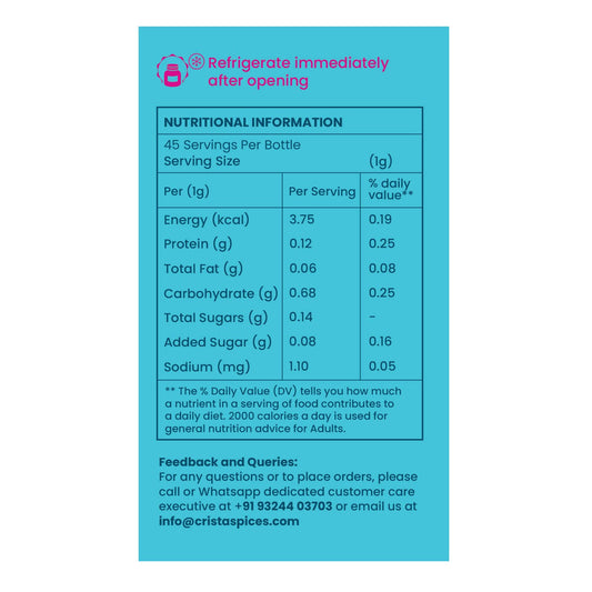 CRISTA 45 gms Mexican Taco Seasoning for Taco, Enchilada & Burrito | Premium Herbs & Spices Blend with authentic Mexican Flavours | Zero added Colours, Fillers, Additives & Preservatives | Vegan