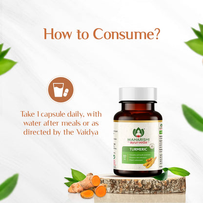 Maharishi Ayurveda 100% OrganicTurmeric Capsules 500 MG |Boosts Immunity | Joint Support | Anti-Inflammatory | Supports Skin Health | 60 Capsules