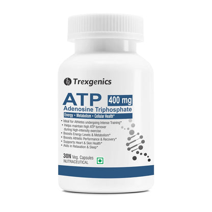 Trexgenics ATP Adenosine Triphosphate 400 mg Energy, Metabolism, Endurance, Cellular Health VEGAN & NON-GMO (30 Vcaps) (Pack of 1)