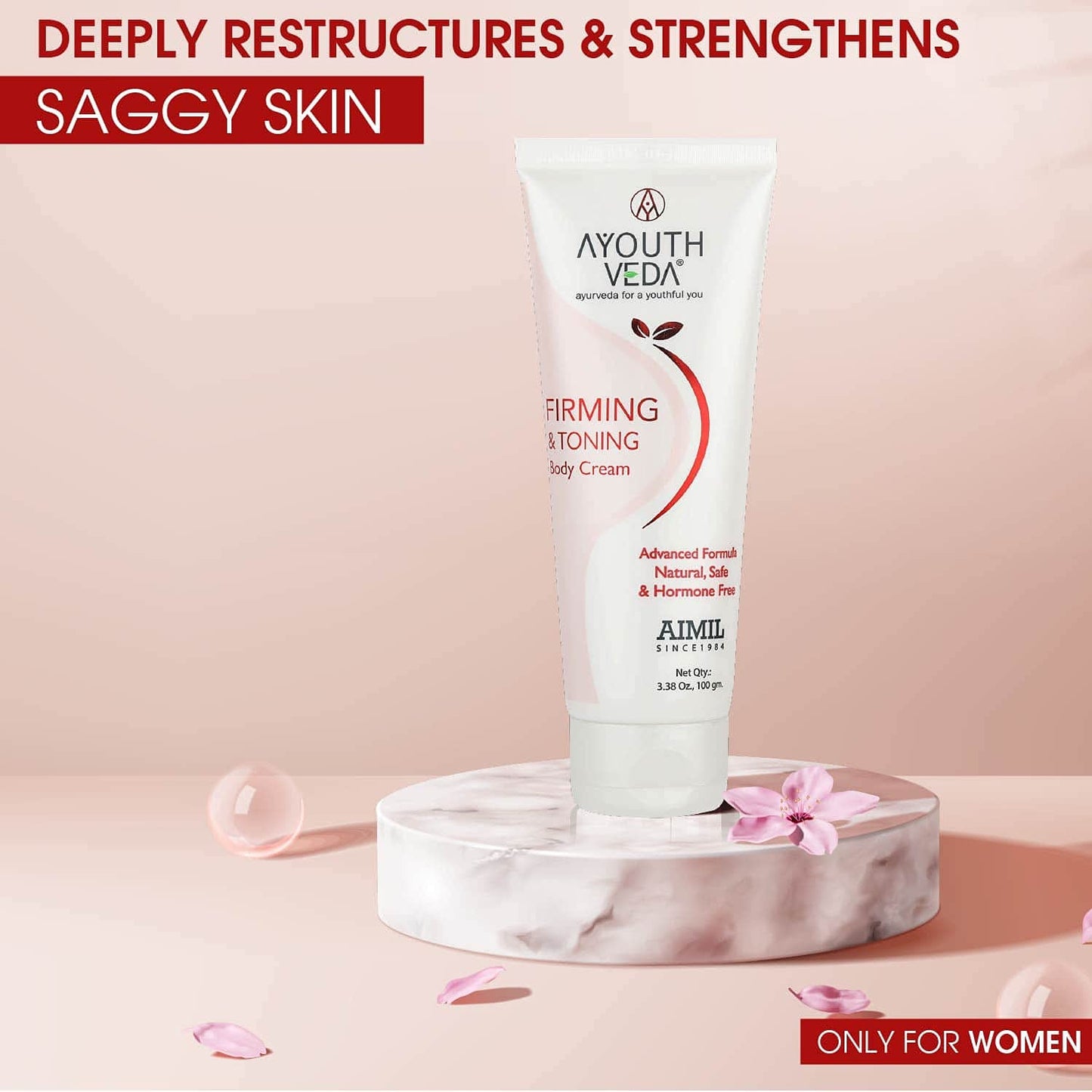 Ayouthveda Firming & Tonning Body Cream | Enriched With Satavari | Strengthnes Skin Tissues | Deeply Nourishes Skin & Keep It Moisturized | Ideal For Daily Use (Pack of 1; 100g)