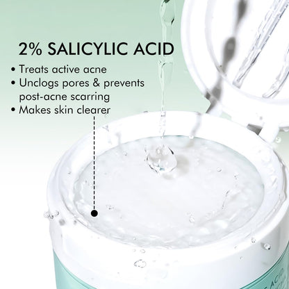 mCaffeine 2% Salicylic Acid Zinc PCA & Matcha Tea Clear Skin Acne Pads | Anti Acne Exfoliating Serum Toner Pads for Acne-Prone Skin | For both Women and Men - 40 N (x1)