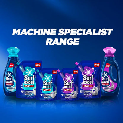 Surf Excel Matic Top Load Liquid Detergent 5Kg Refill Pouch, Specially designed to remove Tough Dried Stains, 1st time in Washing Machine