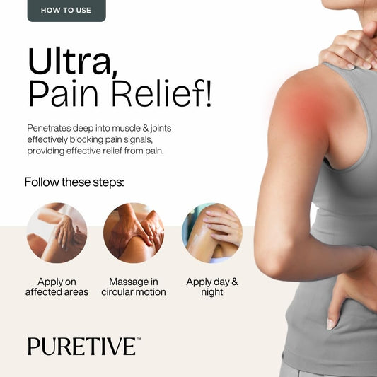 Puretive Ultra Relief Ortho Oil for Joint Pain, Sciatica & Frozen Shoulder â€“ Natural Heating Massage Oil for Winter | Eases Back, Neck & Muscle Stiffness | Fast-Absorbing & Non-Sticky | 100 ml