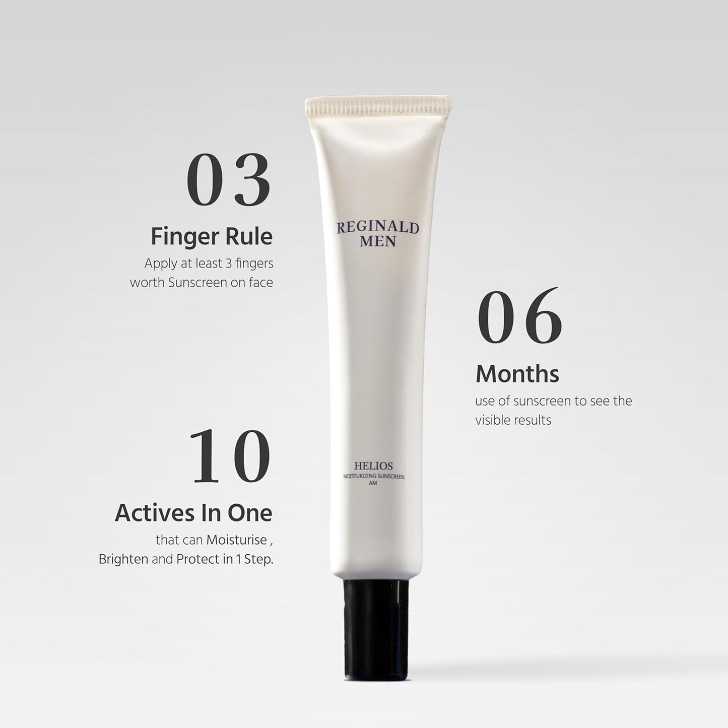 Reginald Men SPF 50+ PA++++ Sunscreen (50g) | In-Vivo Tested | Broad Spectrum UVA/UVB Protection | Brightening & Hydrating | Lightweight, Oil-Free & Non-Sticky | Daily Sun Protection for Men (Pack of 1,50g)